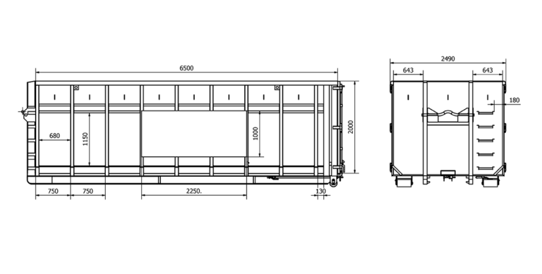 Container mieten Ablauf – Maße eines 30 m³ fassenden Abrollcontainers